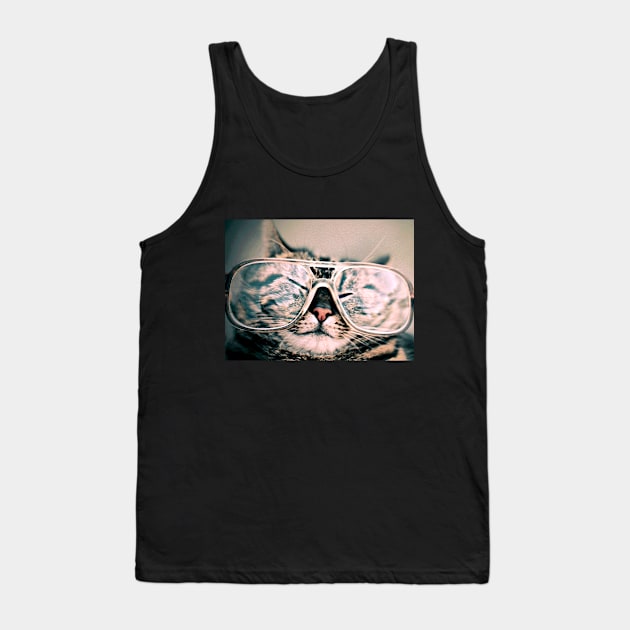 Cat with Funny Glasses Tank Top by SandraKC